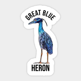 Great Blue Heron Abstract Cartoon Sticker